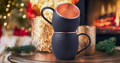STAGLIFE 16 Oz Black Matte Moscow Mule Mugs Pure Copper Cups for Drinking Gifts for Him on Anniversary Genuine Copper Mugs for Moscow Mules Hammered Solid Unlined Cup Mug Set of 2