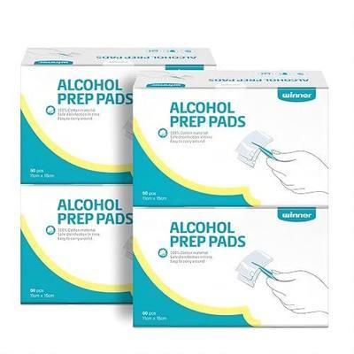 Winner Alcohol Prep Pads, 6 x 4 in, 70% Isopropyl Alcohol, 200 Count | 70% Isopropyl Alcohol, 4-Ply, Individually Wrapped, 6 x 4 in, First Aid, Home Use, Laboratory Use