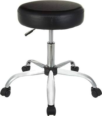 Amazon Basics Drafting Spa Bar Stool with Wheels, Height Adjustable Swivel Seat, Easy to Move, Black, 22.05" x 22.83" x 19.88"