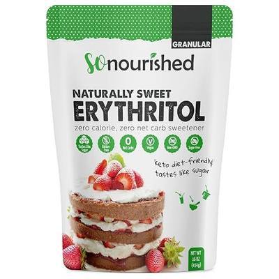 So Nourished Erythritol Sweetener Granular - Keto Sugar Substitute - 0 Calorie, 0 Net Carb, Non-GMO (1 lb / 16 oz)