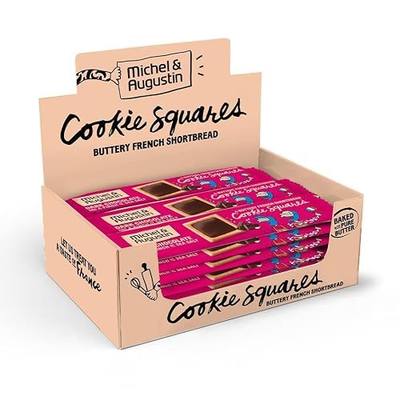 Michel et Augustin Cookies, Individually Wrapped Snacks Gift Box, Dark Chocolate & Sea Salt Shortbread Cookie Bars, 18-Pack, 4 French Butter Cookies per Bar