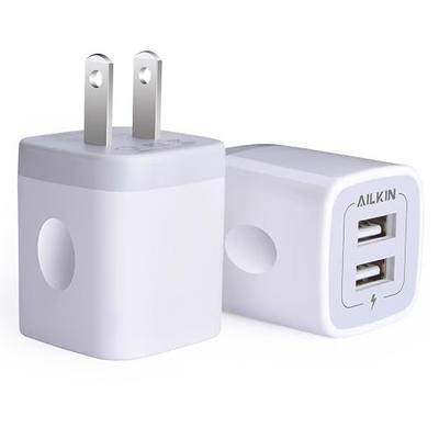 USB Wall Charger, Charger Adapter AILKIN 2Pack 2.1A Dual Port Quick Plug