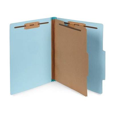 Blue Summit Supplies 10 Classification Folders, 1 Divider, Light Blue | Heavy-duty, letter size, 2 in expansion, 2 prong fasteners, 1 divider, for medical and legal files