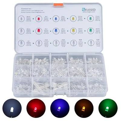 ELEGOO 3mm and 5mm Diffused and Clear Assorted LED Kit 5 Colors with UV, RGB CA, Fast Flashing Compatible with Arduino (Pack of 350)
