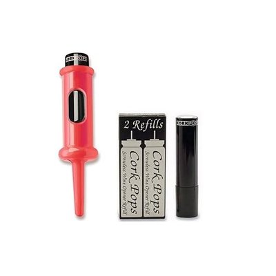 Cork Pops Original Wine Bottle Opener, 6.5 Inch – Made in USA, Effortless Push-Button Cork Removal, Includes Cartridge (Opens Up to 60 Bottles) (Black, 3 Cartridges)