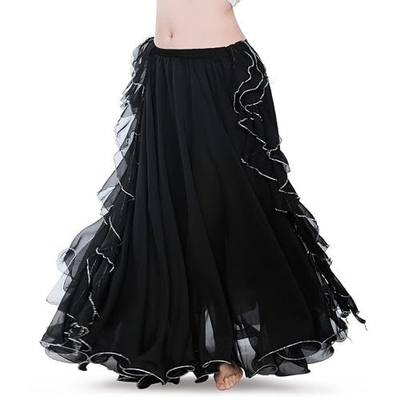 ROYAL SMEELA Chiffon Belly Dance Skirt Slit Bellydance Skirts Tribal Belly Dancer Costumes for Women Carnival Outfit