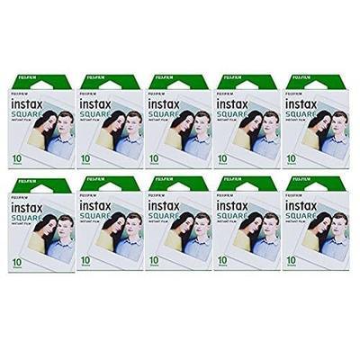 Fujifilm Instax Square Film 100 Exposures Bundle (5 Items) | 100 Total Exposures, Instax Square Format, 62×62 Mm Image Area, Iso 800, (10 Pack), (100 Exposures)