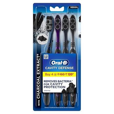 Oral-B Cavity Defense 123 Black Toothbrush � Medium (Pack of 4)