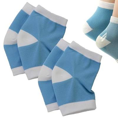 Makhry 2 Pairs Moisturizing Silicone Gel Heel Socks for Dry Hard Cracked Skin Open Toe Comfy Recovery Socks Day Night Care(Blue)