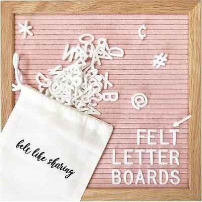 Felt Like Sharing Square Letter Board (Light Pink Felt - 10”x10”) – Changeable Message Board with 3 Sets of Felt Board Letters for Home, Office, & Aesthetic Room Decor – Wall Letterboard Signs In Oak Frame