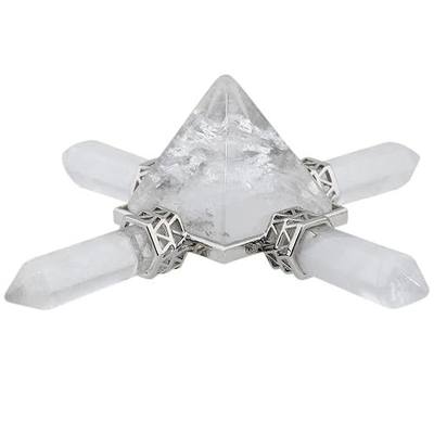 Rockcloud Rock Quartz Pyramid Healing Crystal Stone Reiki Chakra | 3.5" Healing Crystal Stone Ornament for Wicca, Meditation Crystal Grids, Home Office Decor
