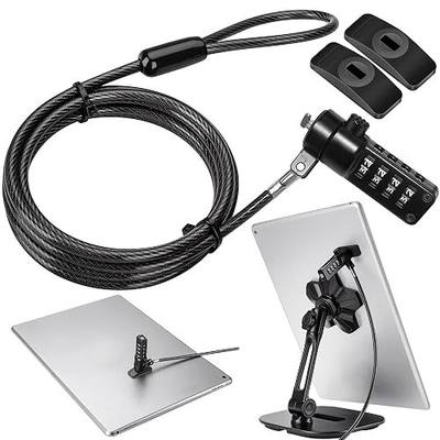 AboveTEK iPad Lock Security Cable w/Adhesive Plates, 6Ft Keyless 4 Digit Combination Tablet Lock Kit, Anti-Theft Hardware Locking Cable for iPhone Cell Phone MacBook Laptop in Showroom Retail Store