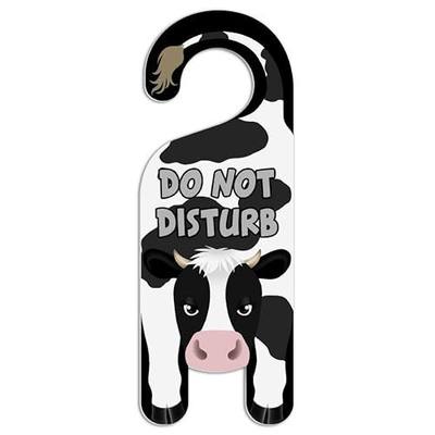 GRAPHICS & MORE Cow Black and White Do Not Disturb Plastic Door Knob Hanger Sign - Do Not Disturb