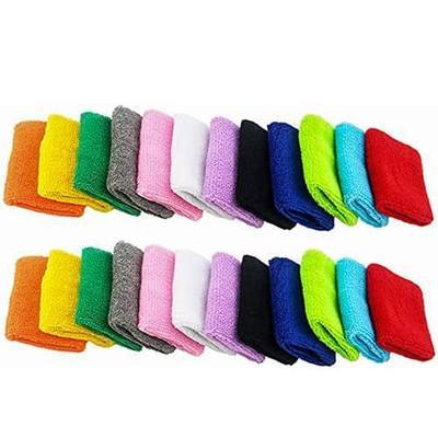 Ogrmar 12 Pairs Cotton Sweat Sports Sweatband Basketball Wristband | 12 Pairs Colorful Cotton Wristbands Absorb Sweat Effectively. Soft, Washable And Durable for Basketball, Fitness & All Sports
