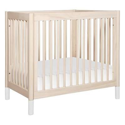 Babyletto Gelato 4-in-1 Convertible Mini Crib in Washed Natural and White, Greenguard Gold Certified | GREENGUARD Gold Certified, Converts to Toddler Bed, Daybed & Twin Bed - 4 Adjustable Heights, Conversion Kits Sold Separately
