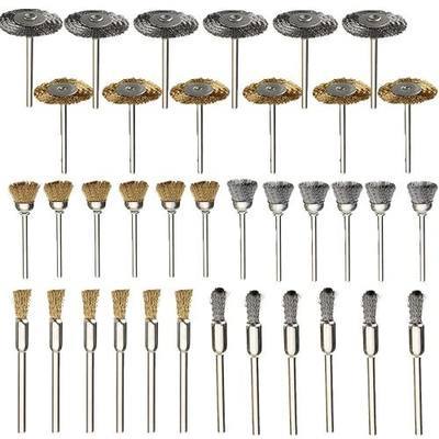 Rocaris 36Pcs Brass Steel Wire Brush Polishing Wheels Full kit | Stainless Steel Shank, Wire Brush for Rotary Tools
