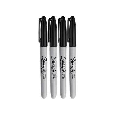 Sharpie Permanent Markers, Fine Point, Black Ink (4-Pack)