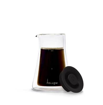 Fellow Stagg Double Wall Pour Over Glass Coffee Carafe, 20 Ounce | Heat Retaining Handblown Borosilicate Glass Server for Coffee and Tea, Cold Brew Decanter, Ratio Aid Dots, Clear