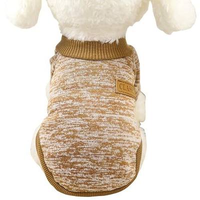 Pet Dog Classic Knitwear Sweater Warm Winter Puppy Pet Coat Soft Sweater Clothing for Small Dogs (XS, Khaki)