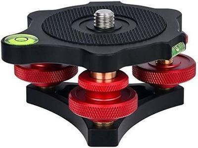 CAVIX Camera Leveler Tripod Leveling Base Tri-Wheel Head for Macro Photography Aluminum w Bubble Level 3 Axis Level with +/-5 Degree Precision Adjustment for DSLR Camera Rotator Panoramic Head LP-64