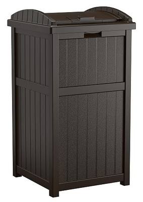 Suncast 33 Gal, Resin Hideaway Garbage Can with Secure Lid, Java Brown