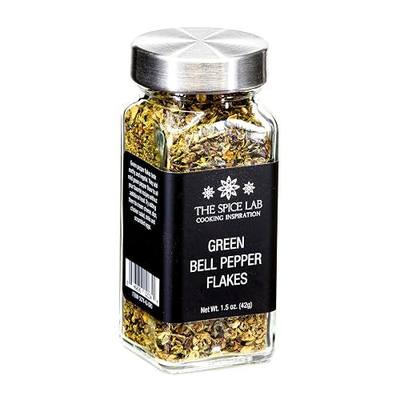 The Spice Lab Green Bell Pepper Flakes, 1.55 oz French Jar | Sweet Dehydrated Green Bell Pepper Flakes - Kosher Vegan Seasoning - For Pizza Seasoning or Taco Seasoning