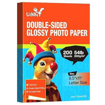 Uinkit 200 Sheets Double Sided Photo Paper Glossy 8.5x11 54lbs Inkjet for Dye Ink 200Gsm Value Bulk Pack Picture 8.5 x 11 9.5Mil for Inkjet Printing Printer (200sheets, 8.5x11)