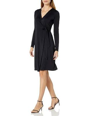 Lark & Ro Women's Signature Compact Matte Jersey Long Sleeve Wrap Dress