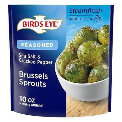 Birds Eye Steamfresh Sea Salt & Cracked Pepper Brussels Sprouts, Convenient Frozen Vegetable, 10 OZ Bag