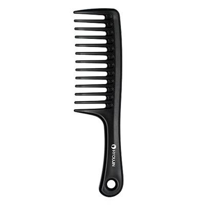 HYOUJIN Large Wide Tooth Comb Detangling for Curly,Wet,Dry Hair,Black | Smooth Rounded Teeth Hair Comb for Women,Men,Shower,Detangler Brush for Styling,Ergonomic Handle,for Long,Short Hair
