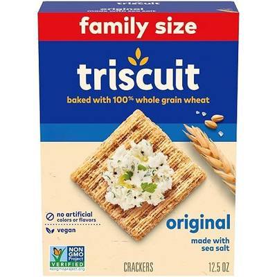 Triscuit Original Whole Grain Wheat Crackers, Vegan Crackers, Healthy Snacks, Lunch Snacks, Family Size, 12.5 oz