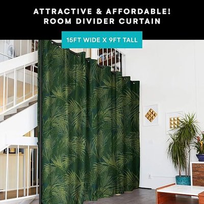 Room/Dividers/Now Premium Room Divider Curtain, 9ft Tall x 15ft Wide (Jungle) | Premium Curtains for Room Partition, Privacy or Blackout