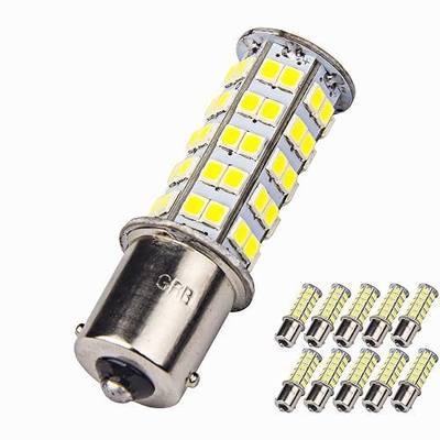 GRB 10 Pcs Extremely Super Bright 1156 1141 1003 BA15S 68-SMD LED Replacement Light Bulbs for RV Indoor Lights(10-Pack, Pure White (6000K-6500K Color Temputure))