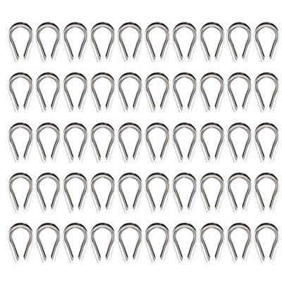M2 304 Stainless Steel 1/16 Inch - 3/32 Inch Diameter Wire Rope Cable Thimbles Rigging, 50 Pieces