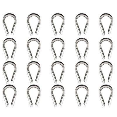 M2 304 Stainless Steel 1/16 Inch - 3/32 Inch Diameter Wire Rope Cable Thimbles Rigging, 20 Pieces