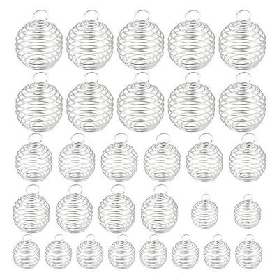 Dreamtop 30pcs Spiral Bead Cages Pendants Silver Plated for Jewelry Making Crafting Findings (15mm, 25mm, 30mm)