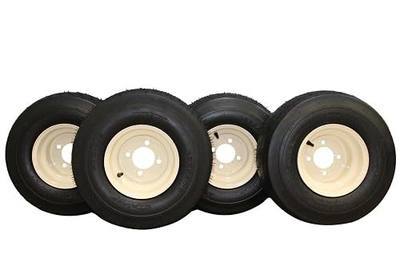 Antego 18x8.50-8 NHS Golf Cart Tire & Wheel Assemblies, Set of 4, Tan | Set of 4