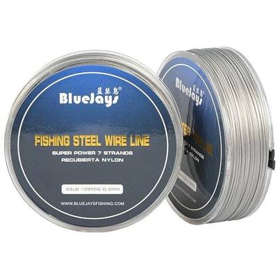 100M 33LB Fishing Steel Wire Fishing Lines max Power 7 Strands Super Soft Wire Lines Cover with Plastic Waterproof Diameter 0.6mm