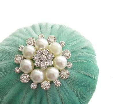 2" Mint Green Velvet Emery Sand Filled Abrasive Pin Cushion for Sewing - 3.5 oz Emery Powder - Handmade in USA (2", Mint Green)