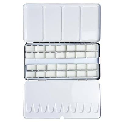 FCLUB Empty Watercolor Metal Palette with 28 Standard 3ml Full Pans | Travel, studio & plein air painting, For Artists, students & hobbyists, Smooth mixing surfaces, Portable metal palette