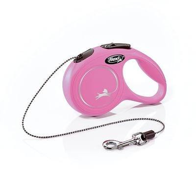FLEXI® Classic XS Cord Retractable Dog Leash, 3-Finger Grip, 10 ft - Pink | German engineered, Pocket-Size original flexi leash, durable quality for dogs up to 18 lbs, tangle-free,reliable brake system