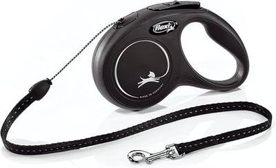 FLEXI® Classic Cord Retractable Dog Leash, Small, 16 ft - Black | German engineered, original flexi leash, durable quality for dogs up to 26 lbs, tangle-free, walking, reliable brake system