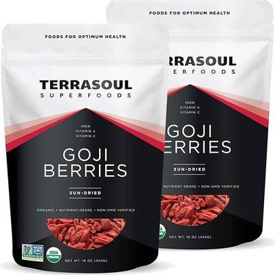 Terrasoul Superfoods Organic Goji Berries, 2 Lbs (2 pack) - Large Size | Chewy Texture | Premium Quality | Lab-Tested…