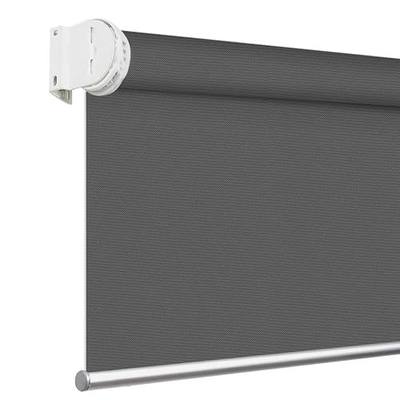 Blackout Cordless Valanced Window Shades, Dark Grey Fabric Window Blinds, Custom Made Light Filtering Roller Shades for Windows with Valance, 31" Wide x 76" High