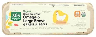 365 by Whole Foods Market, Eggs Brown Omega 3 Large Organic, 12 Count