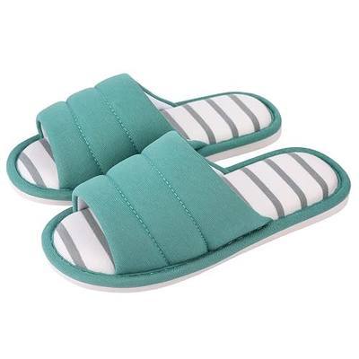shevalues Womens Open Toe House Slippers Soft Cotton Indoor Slippers Slip-on Memory Foam Bedroom Slippers Home Shoes