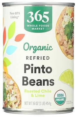 365 by Whole Foods Market, Organic Refried Beans Roasted Chili & Lime, 16 oz