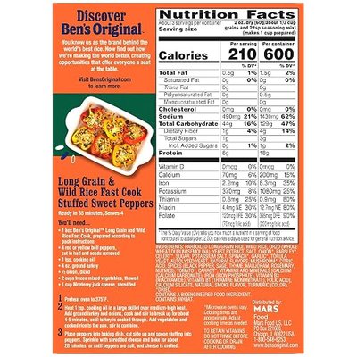 BEN'S ORIGINAL Long Grain Rice and Wild Rice, Fast Cook Rice, 6.2 OZ Box (Pack of 12)