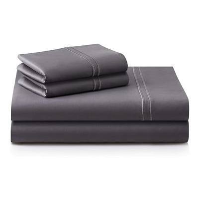 MALOUF Supima Premium Cotton Sheets-100 Percent American Grown Long Staple-Sateen Weave-Extra Deep Pockets-Single Ply-600 Thread Count California Charcoal, Split Cal King