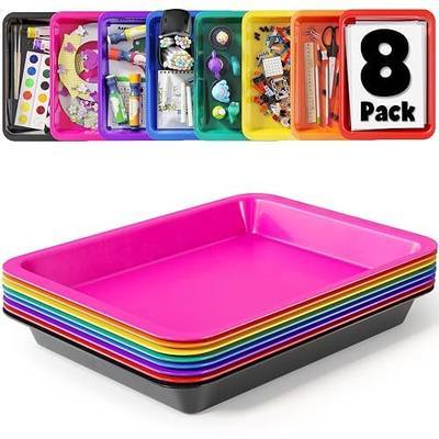DOODLE HOG Set of 8 Art Trays for Kids, Great for Lego, Sand, Crafts, Painting, Montessori, Rainbow Tray for Classroom, Craft Trays for Kids